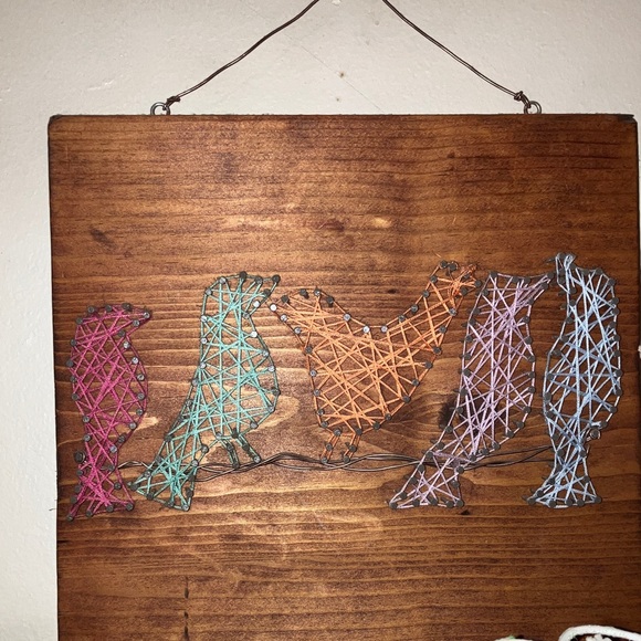 Hand Crafted Other - Hand Crafted Multicolor String Art Bird Decor Wood Wall Art